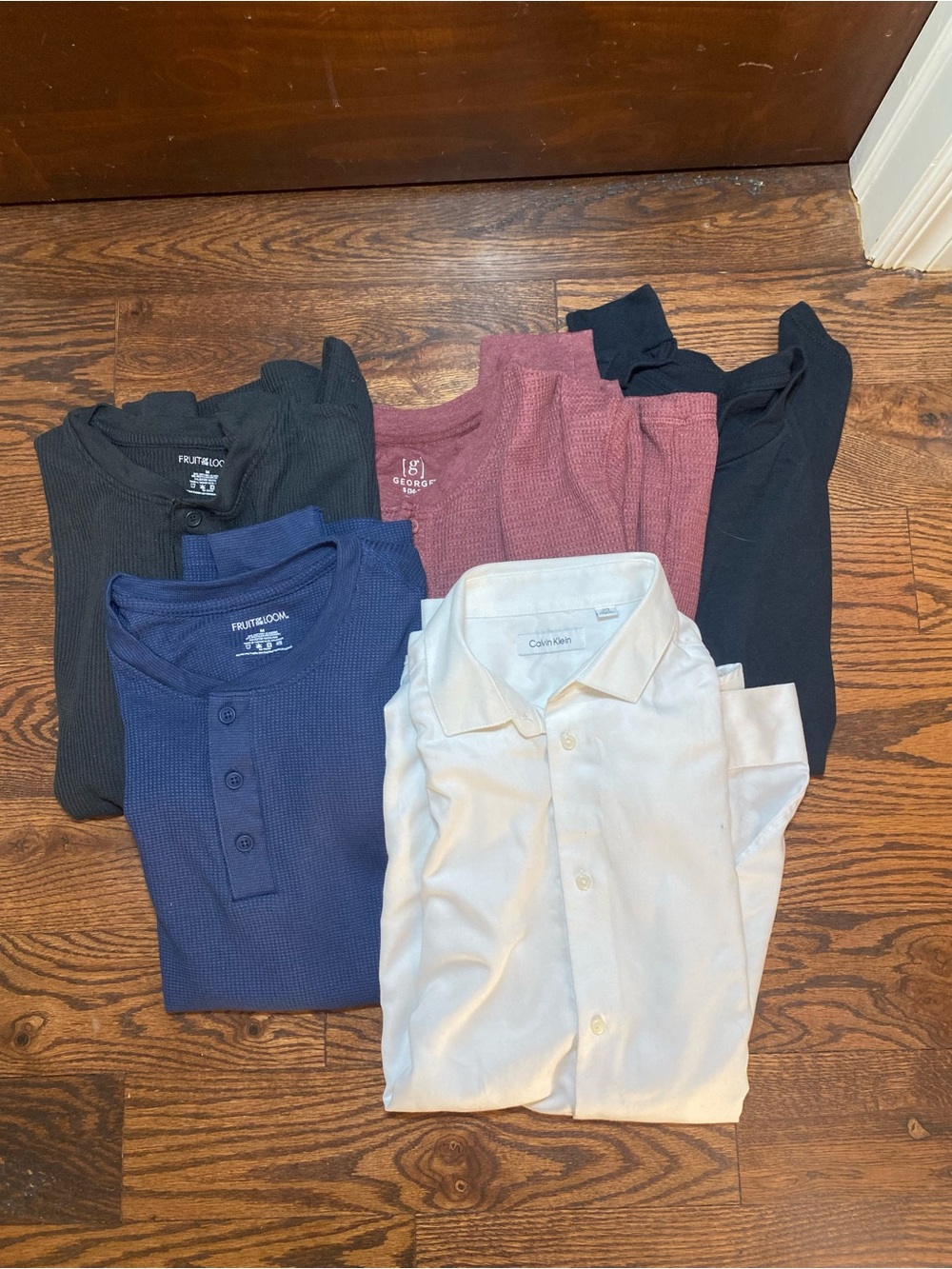Men’s Lot Of 5 Long Sleeve Shirts Size Medium-1 Button Up 4 T-Shirt Mixed Brands